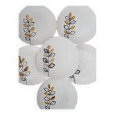 Lot de 6 assiettes plates vintage Niderviller style Capron Vallauris