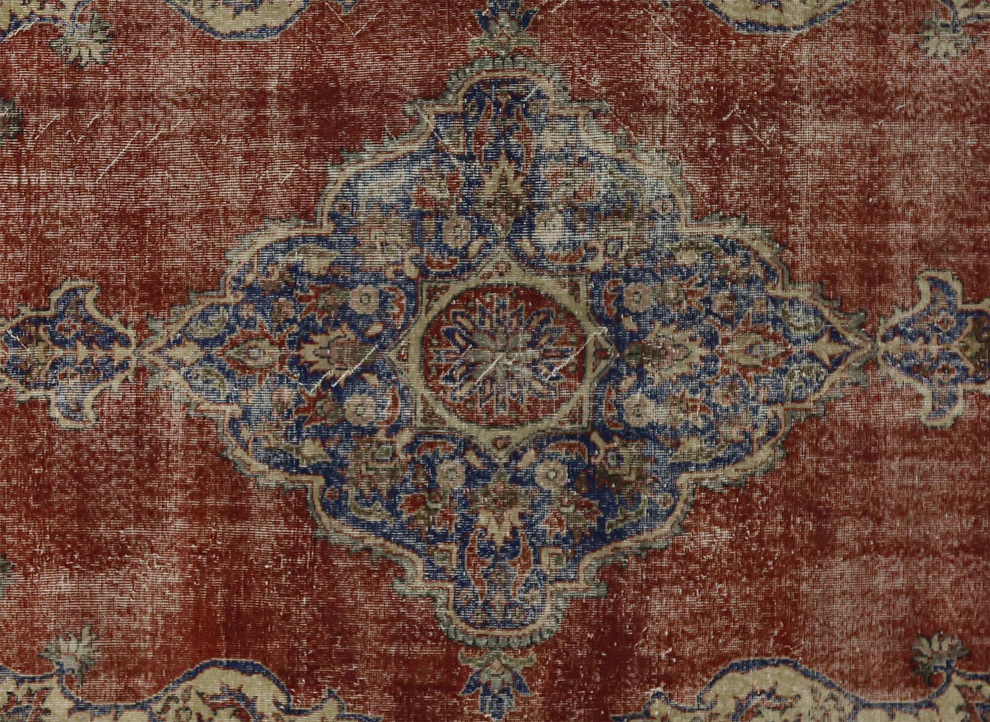 One-of-a-kind turkish handwoven vintage rug - rustic vintage charm 322x 225