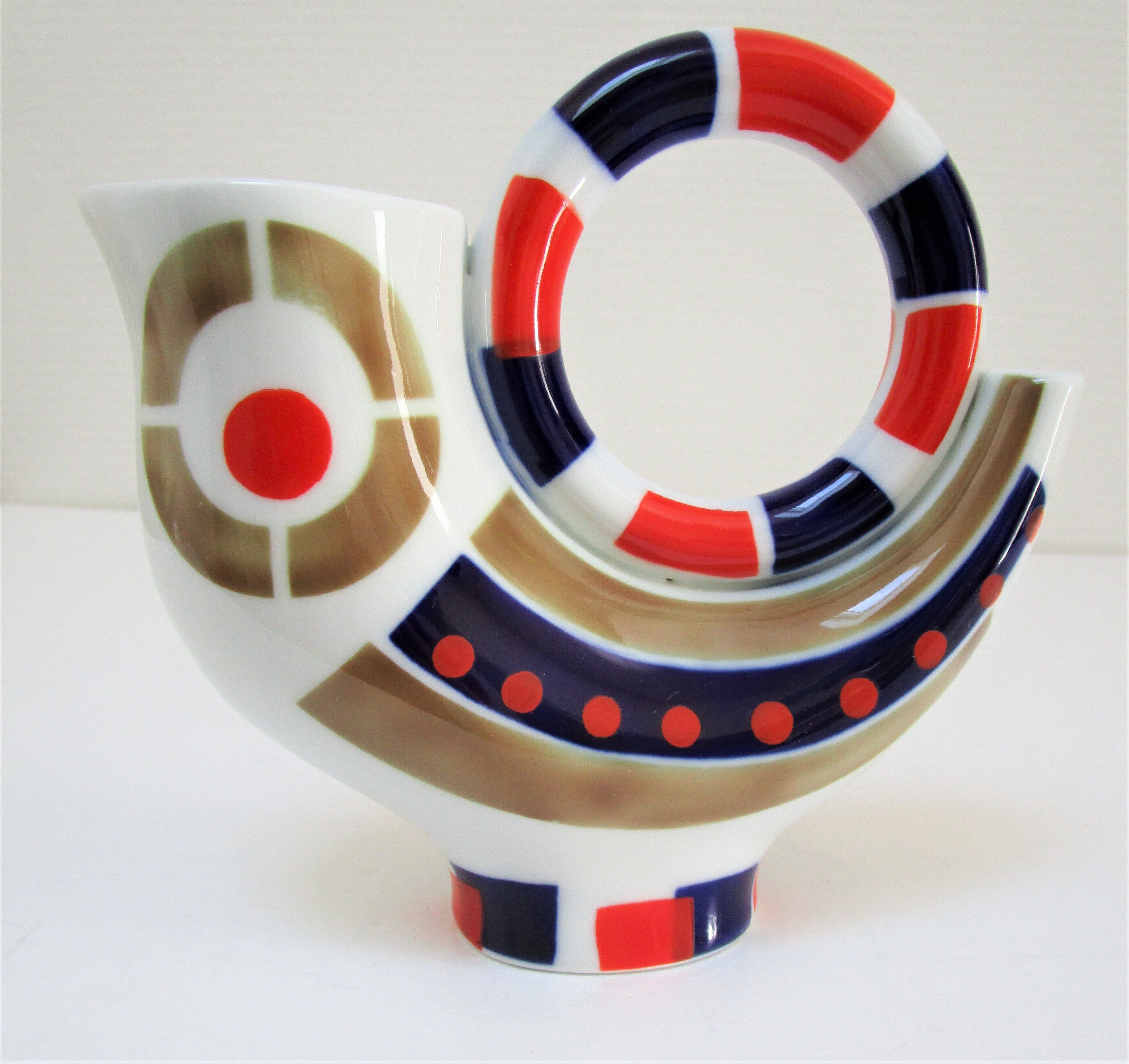 Zoomorphic pitcher vase rooster porcelain design vintage