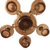 Large Gothic brass chandelier with 6 lights, 1940s.