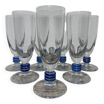 7 blue champagne flutes from 1990