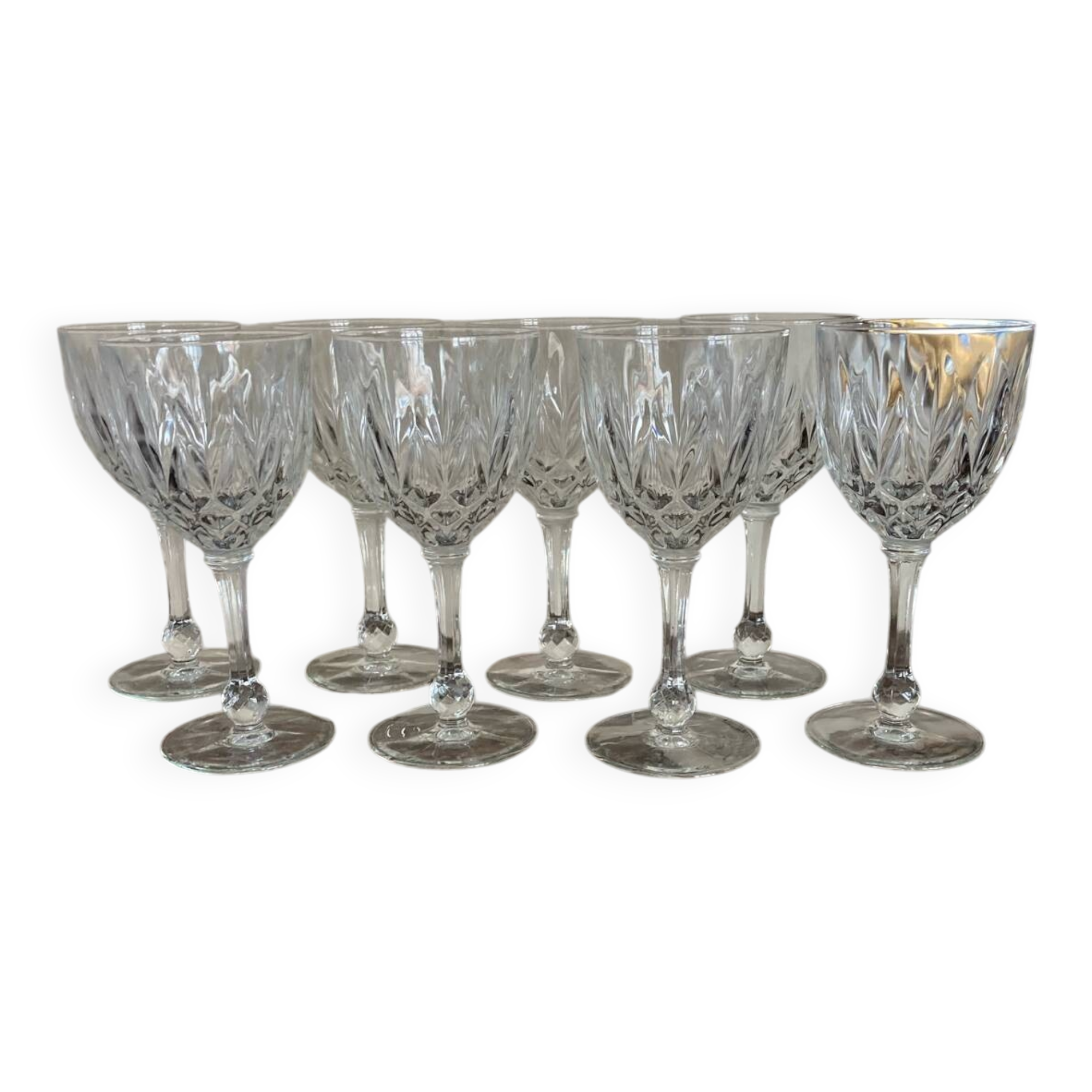 8 cut glass goblets