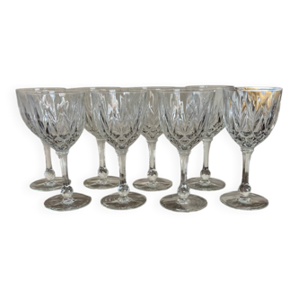 8 cut glass goblets