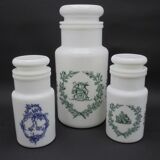 Set of 3 opal glass jars