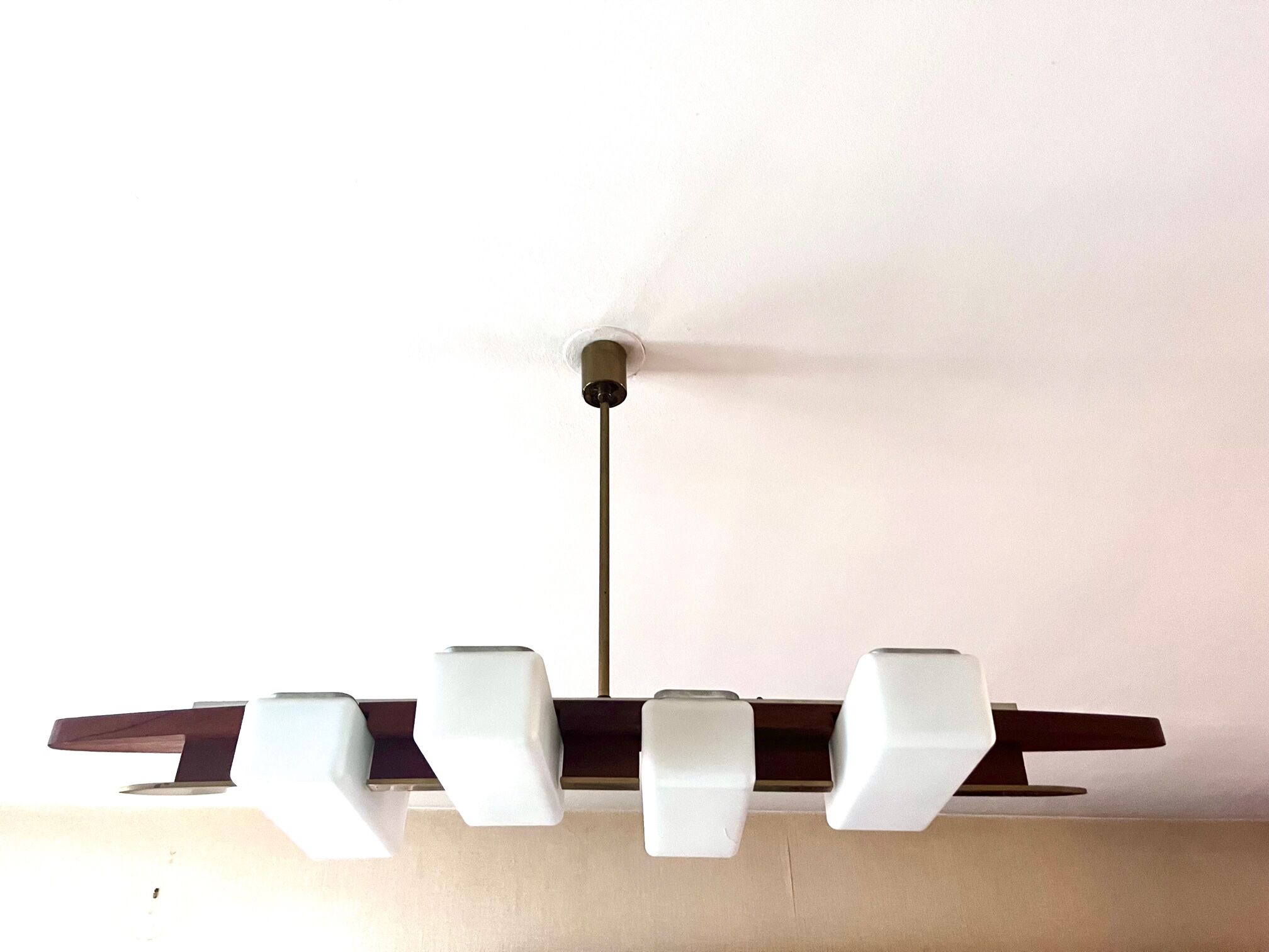 Lunel chandelier brass and rosewood