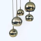 Golden Cascade 5-Ball Ceiling Lamp, Italy, 1980s