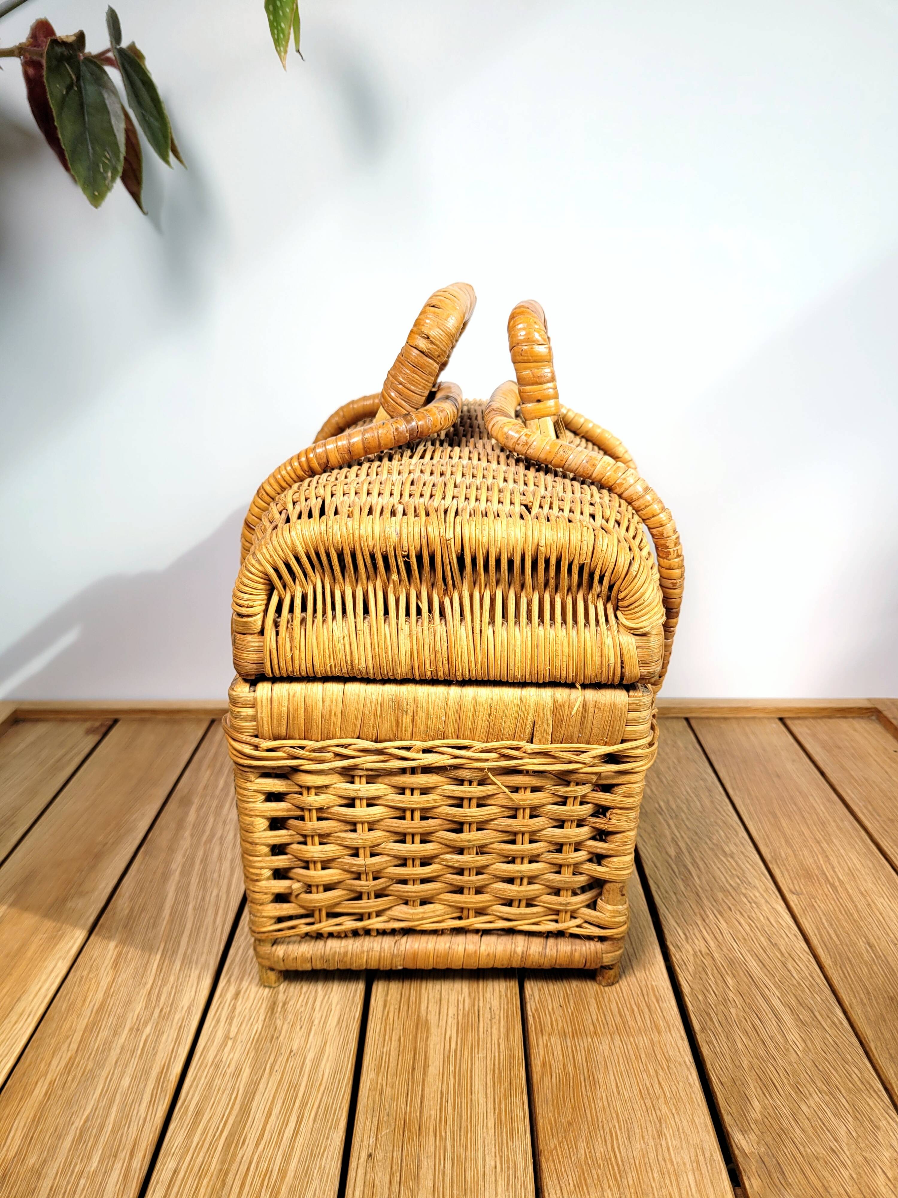 Rattan vanity suitcase