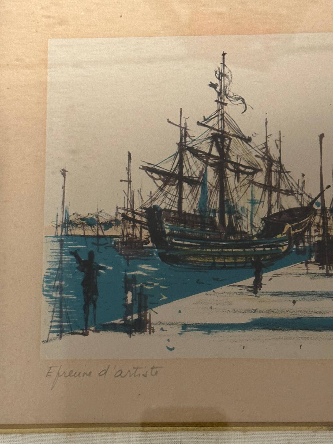 Jean Carzou (1907-2000), view of a port - litho artist's proof signed 1954