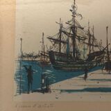 Jean Carzou (1907-2000), view of a port - litho artist's proof signed 1954