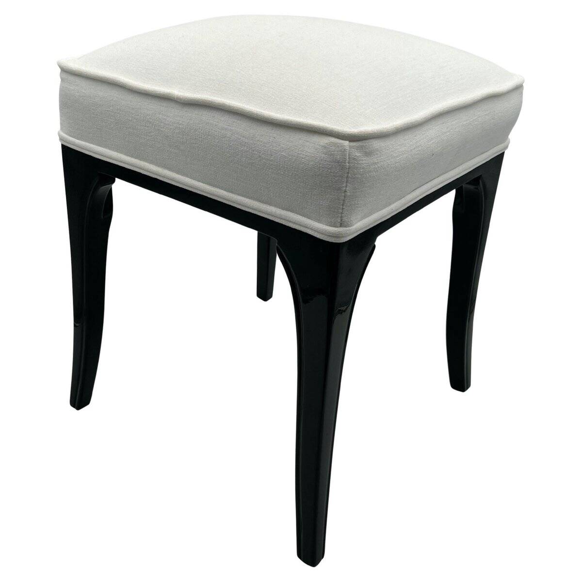 Art Deco Stool in Black Lacquered Oak, France, 1940s