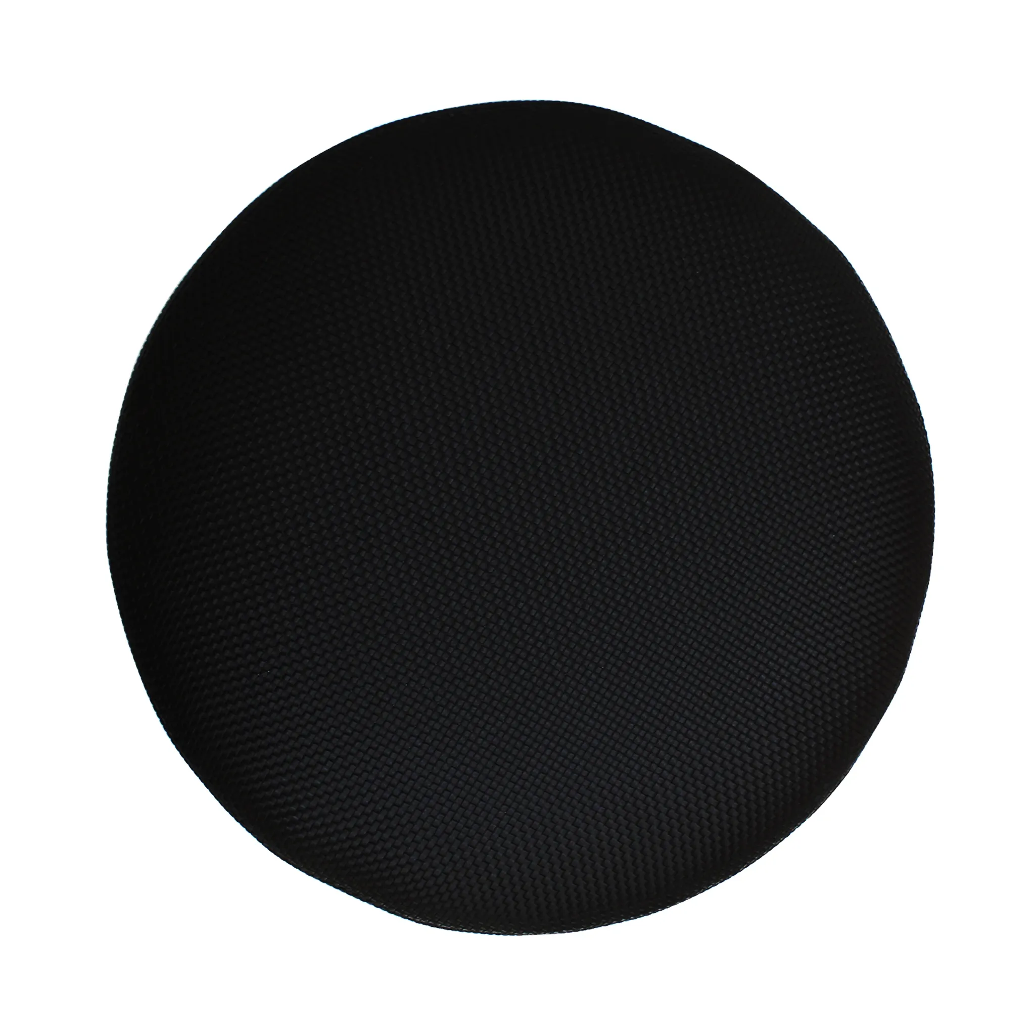 Contemporary Upholstered In Black Braided Lambskin Circular Pouff