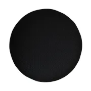 Contemporary Upholstered In Black Braided Lambskin Circular Pouff