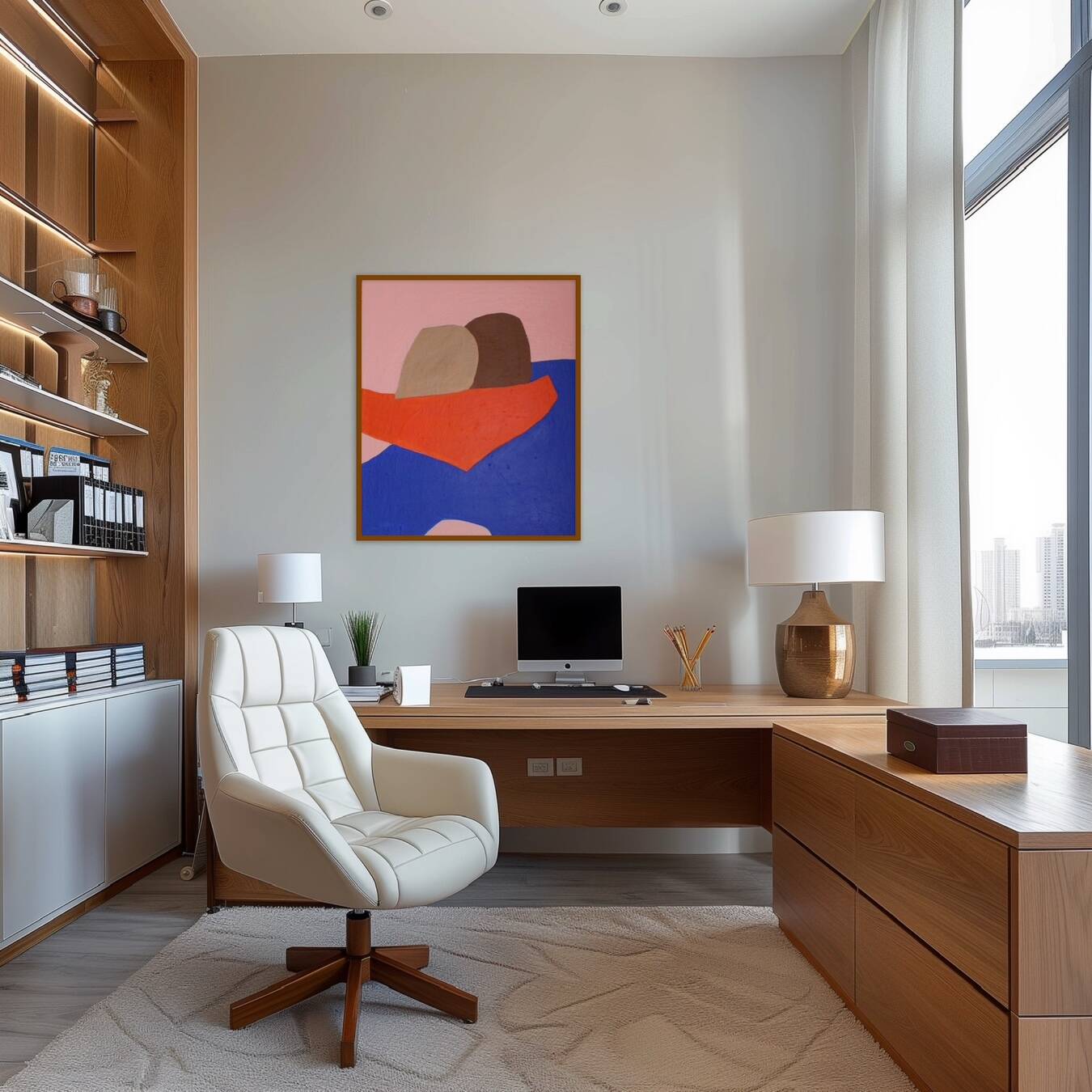 Minimalist figurative painting "In your arms" by Bodasca