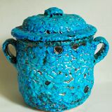 Covered ceramic pot fat-lava foam glaciers, enamels le cyclope, annecy