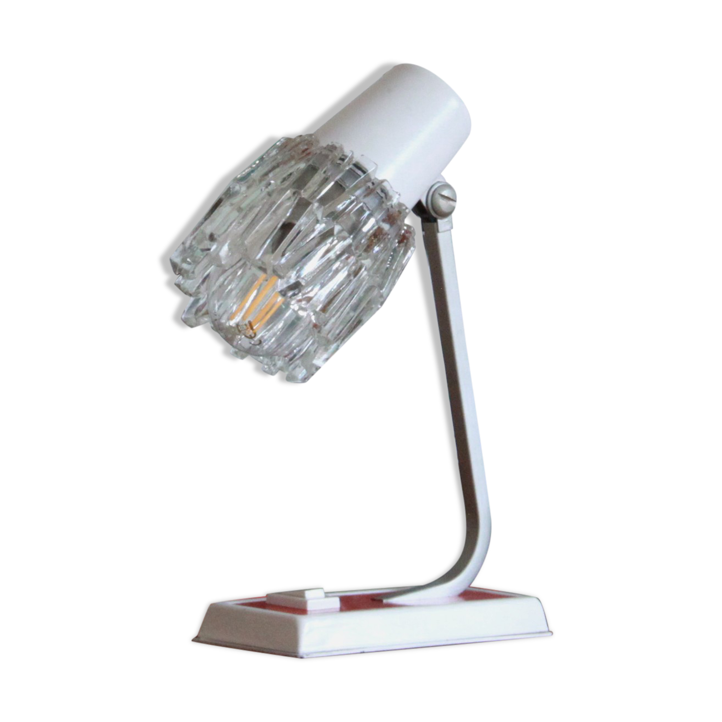 Vintage table lamp in metal and glass