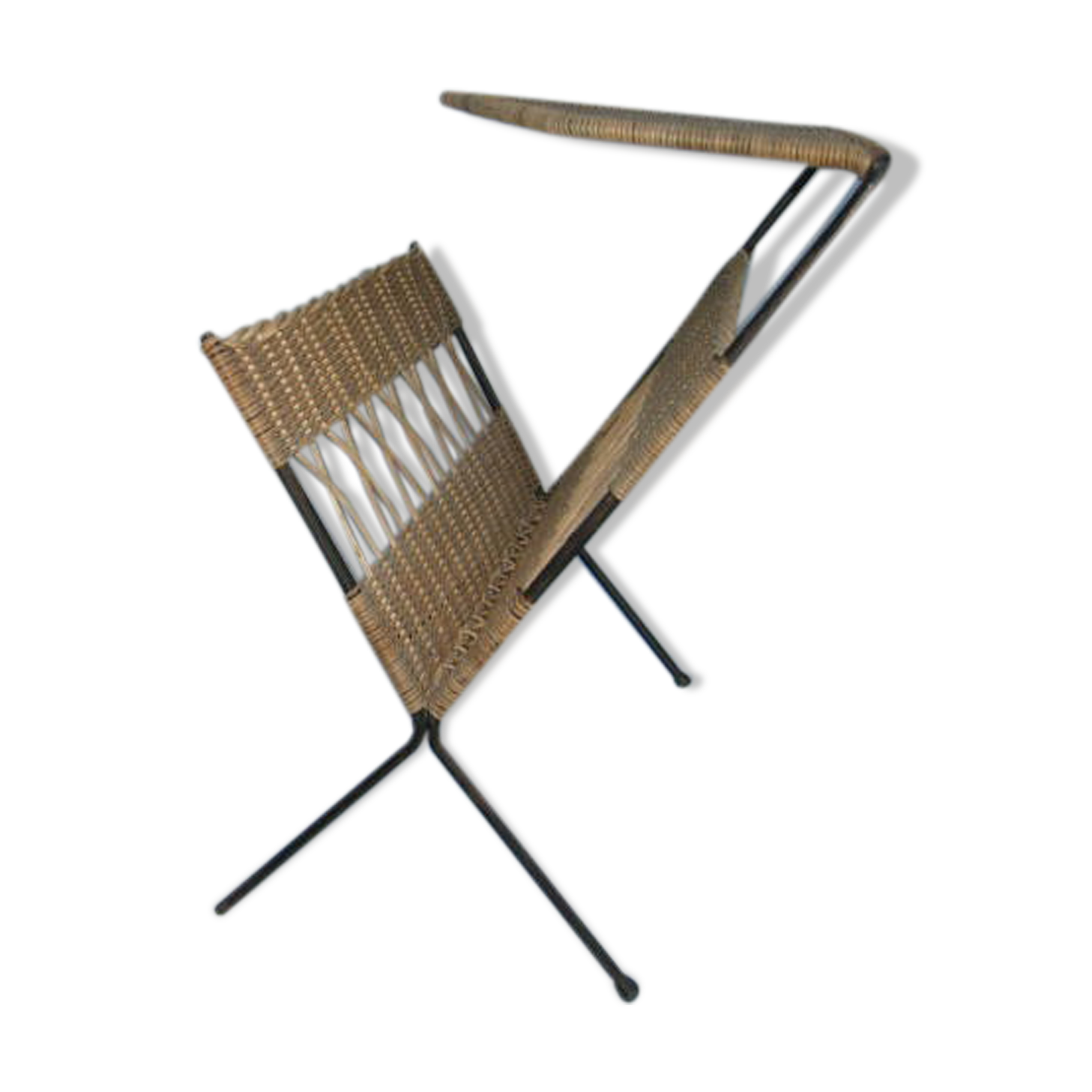 Porte revue vintage fer et rotin