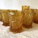 Glasses and ice bucket baroque style amber glass Italy 70s
