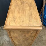 Art Deco glass-fronted Parisian buffet in raw wood