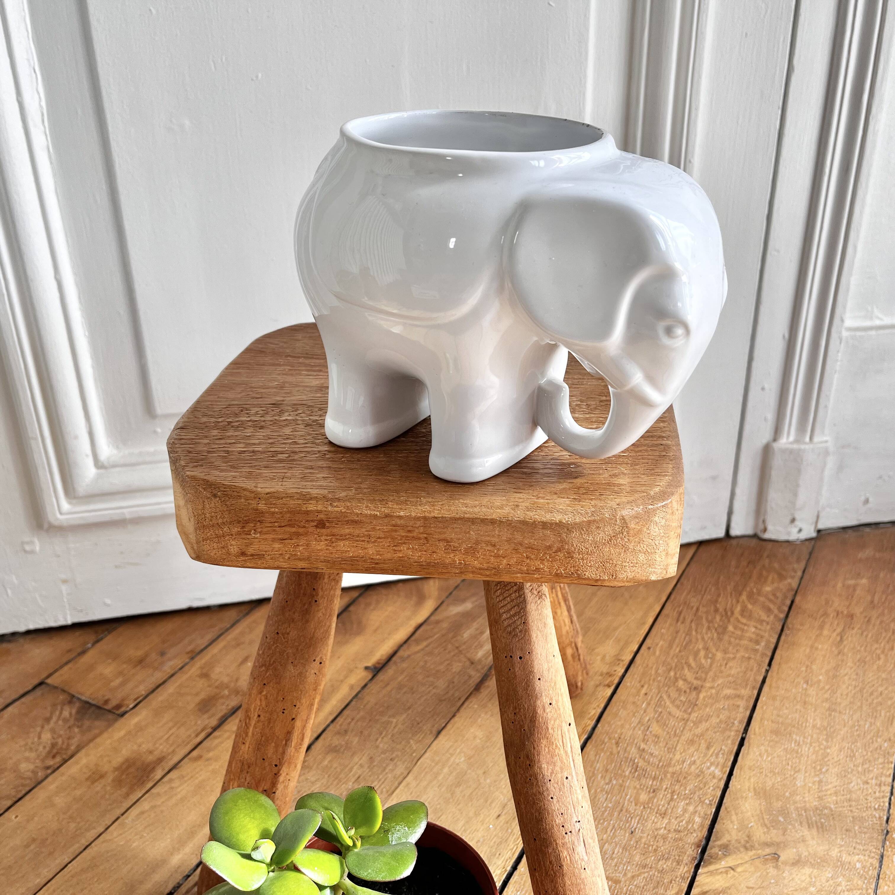 Elephant ceramic vase pot cover 60s/70s