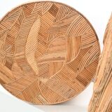 Pair of Leaf design rattan side tables