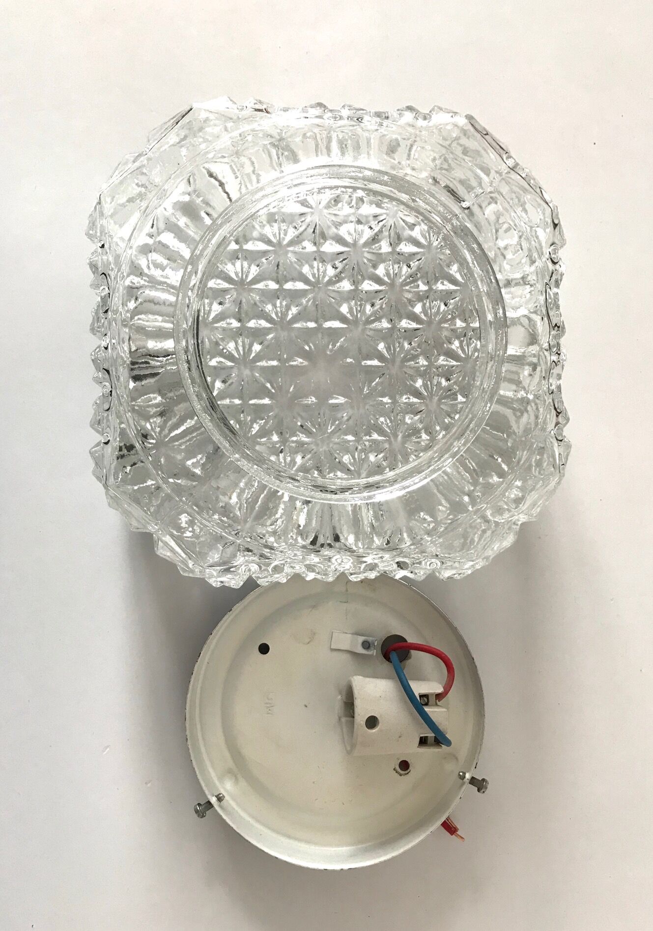 Square ceiling light in chiseled glass