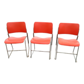 3 iron and plastic chairs