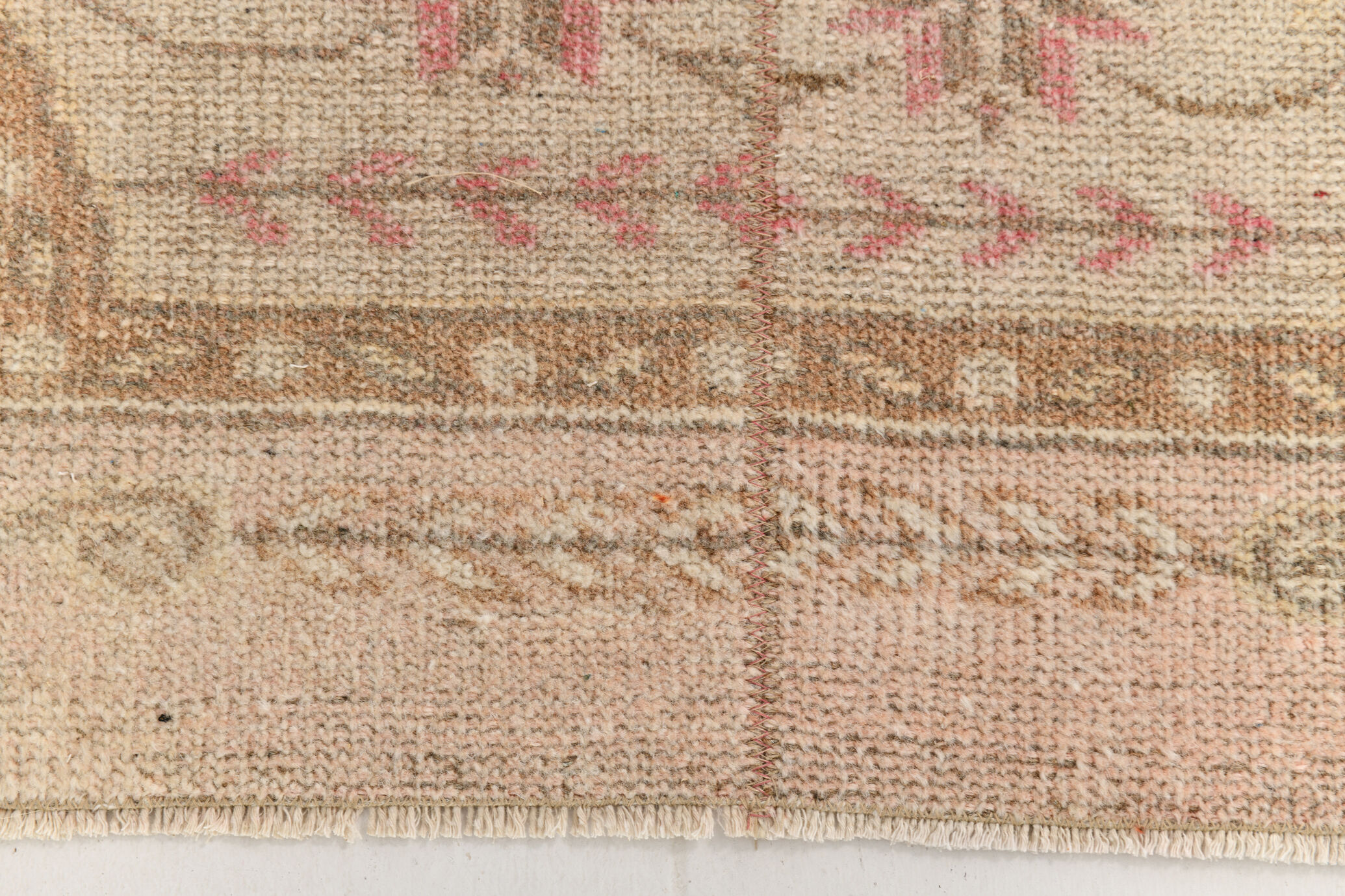 2x7 shades of red & beige vintage runner rug, 77x222cm