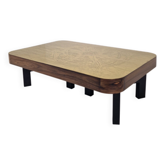 L. De Boussy, Etched Brass Coffee Table, Belgium, 1976