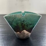Fan vase in turquoise raku