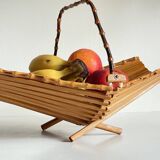 VINTAGE Wooden and Bamboo Fruit CUT BASKET