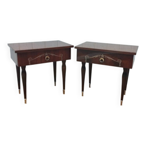 Paire tables chevet - bois verni