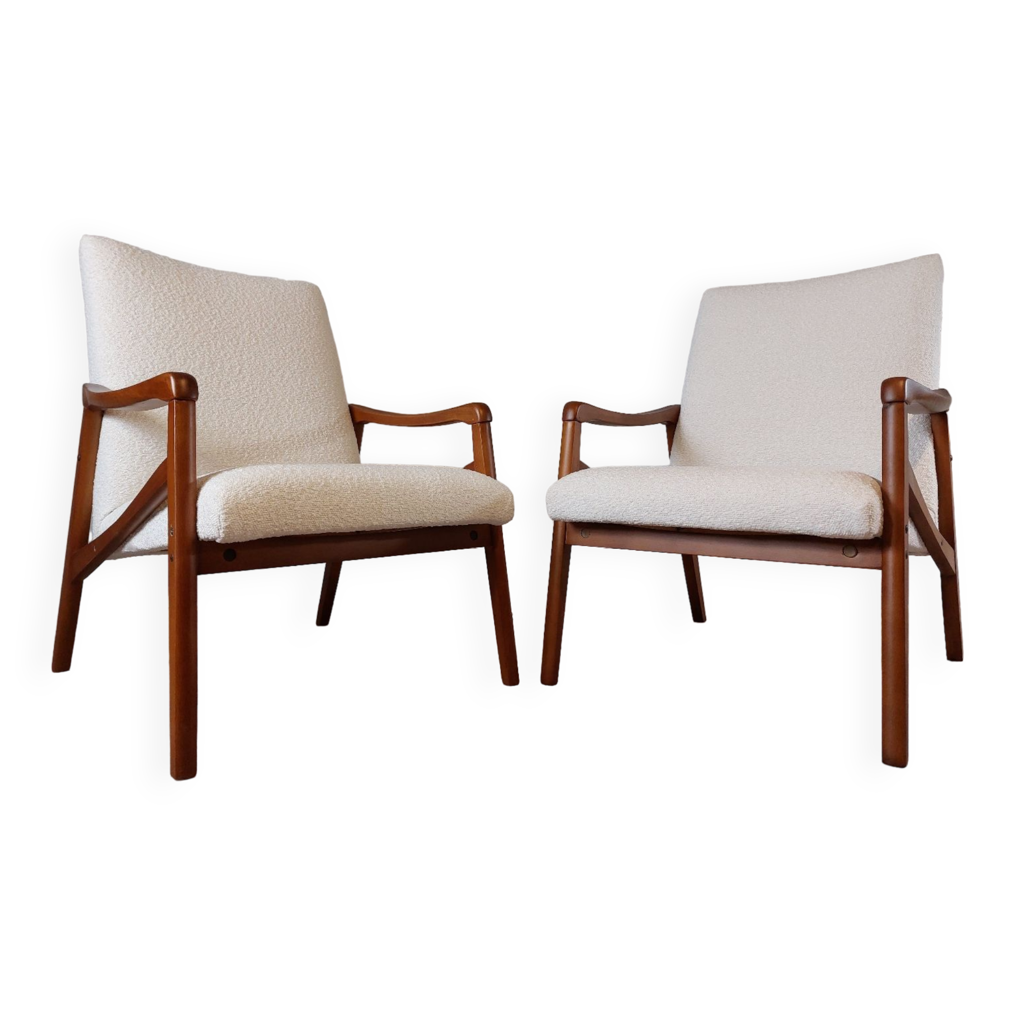Pair of Jiroutek armchairs by Interier Praha, Vintage Czech 1960s