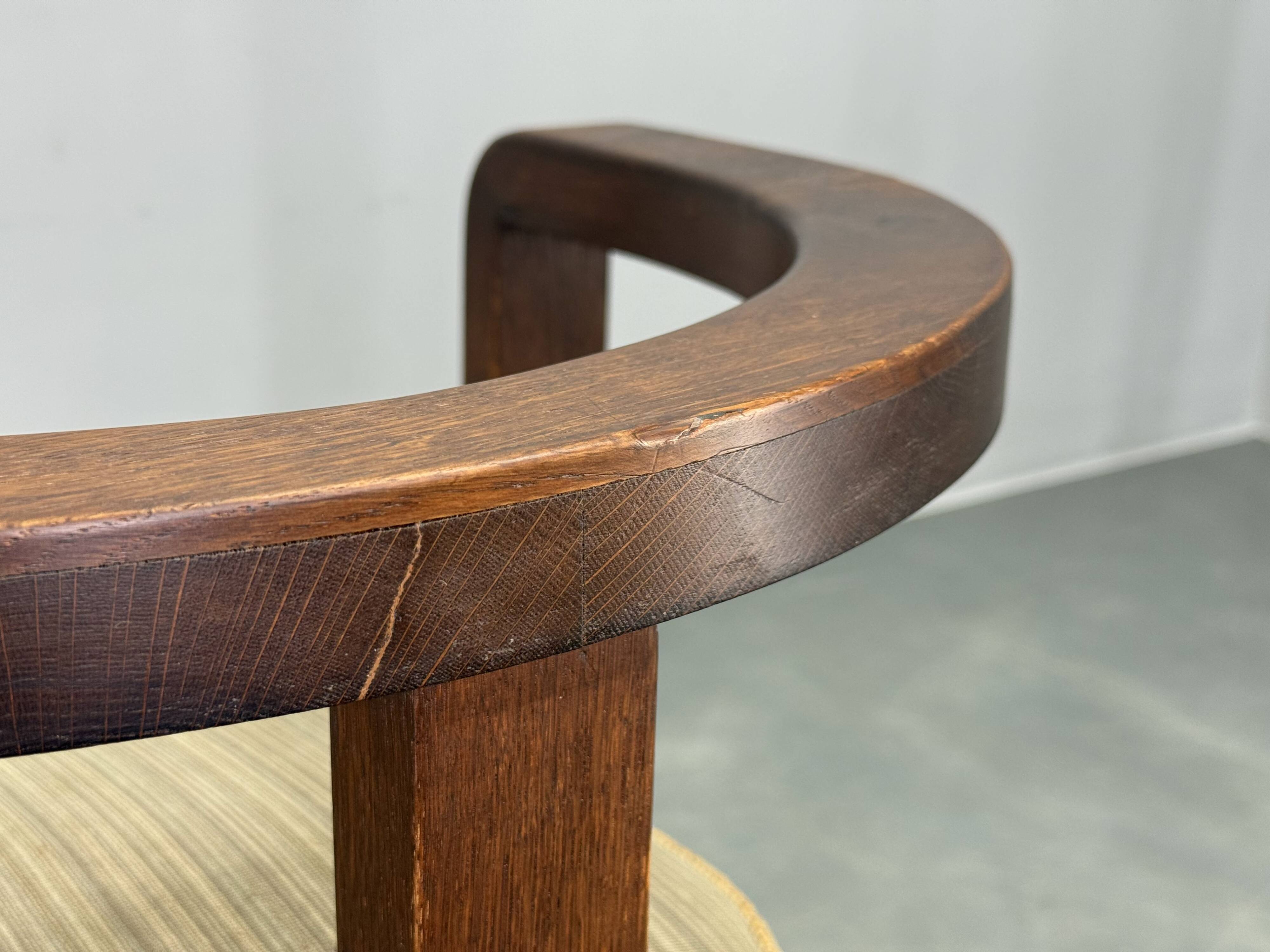 1930s Czech Art Deco Solid Oak Armchair