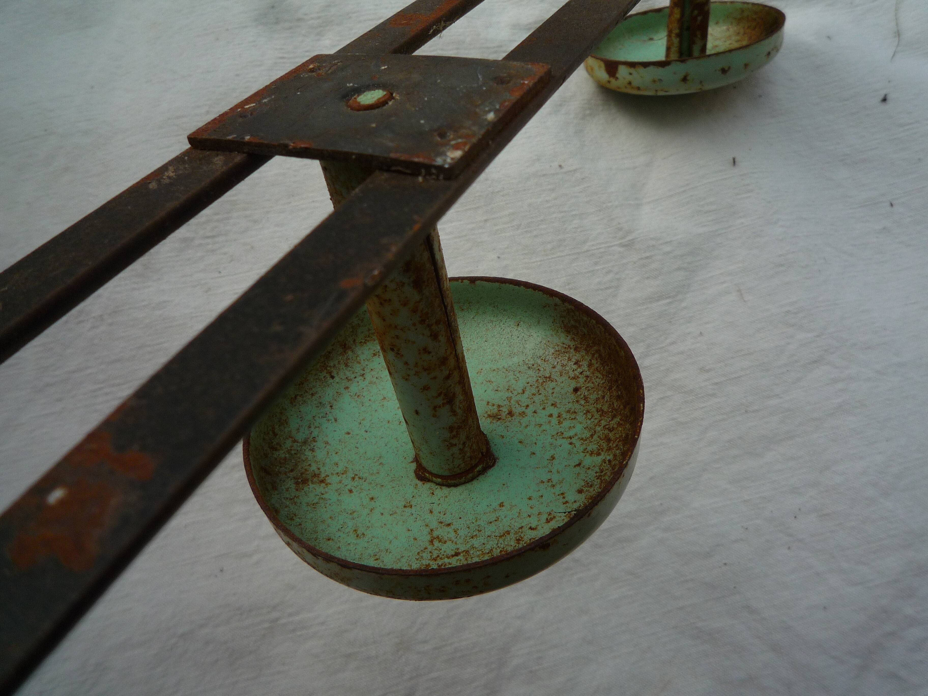 Metal hook, vintage 60s, 3 turquoise blue hooks