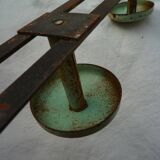 Metal hook, vintage 60s, 3 turquoise blue hooks