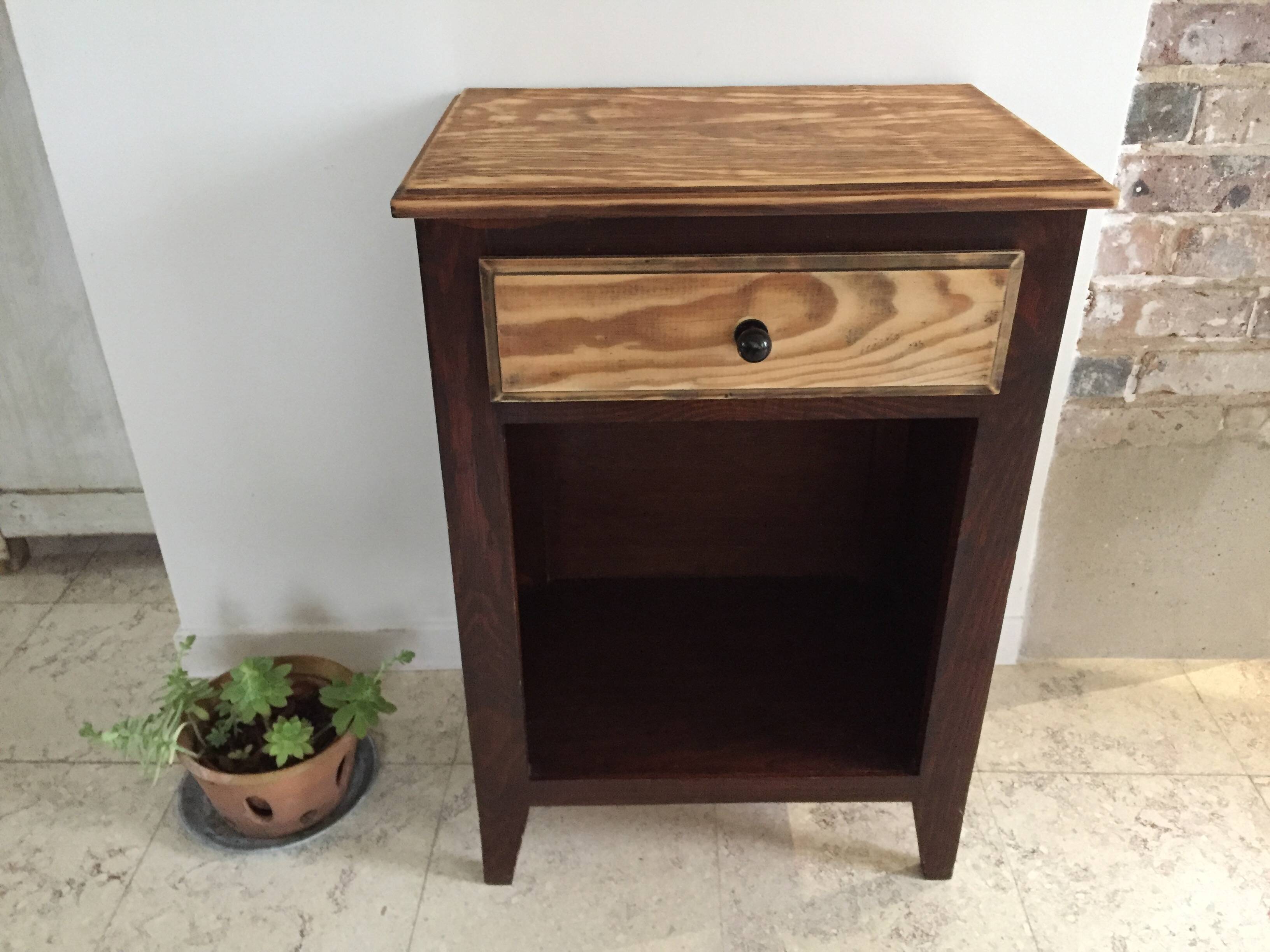 Vintage compas legs bedside table