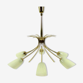 Brass and glass chandelier, 1950s