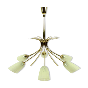 Lustre en laiton et verre, années