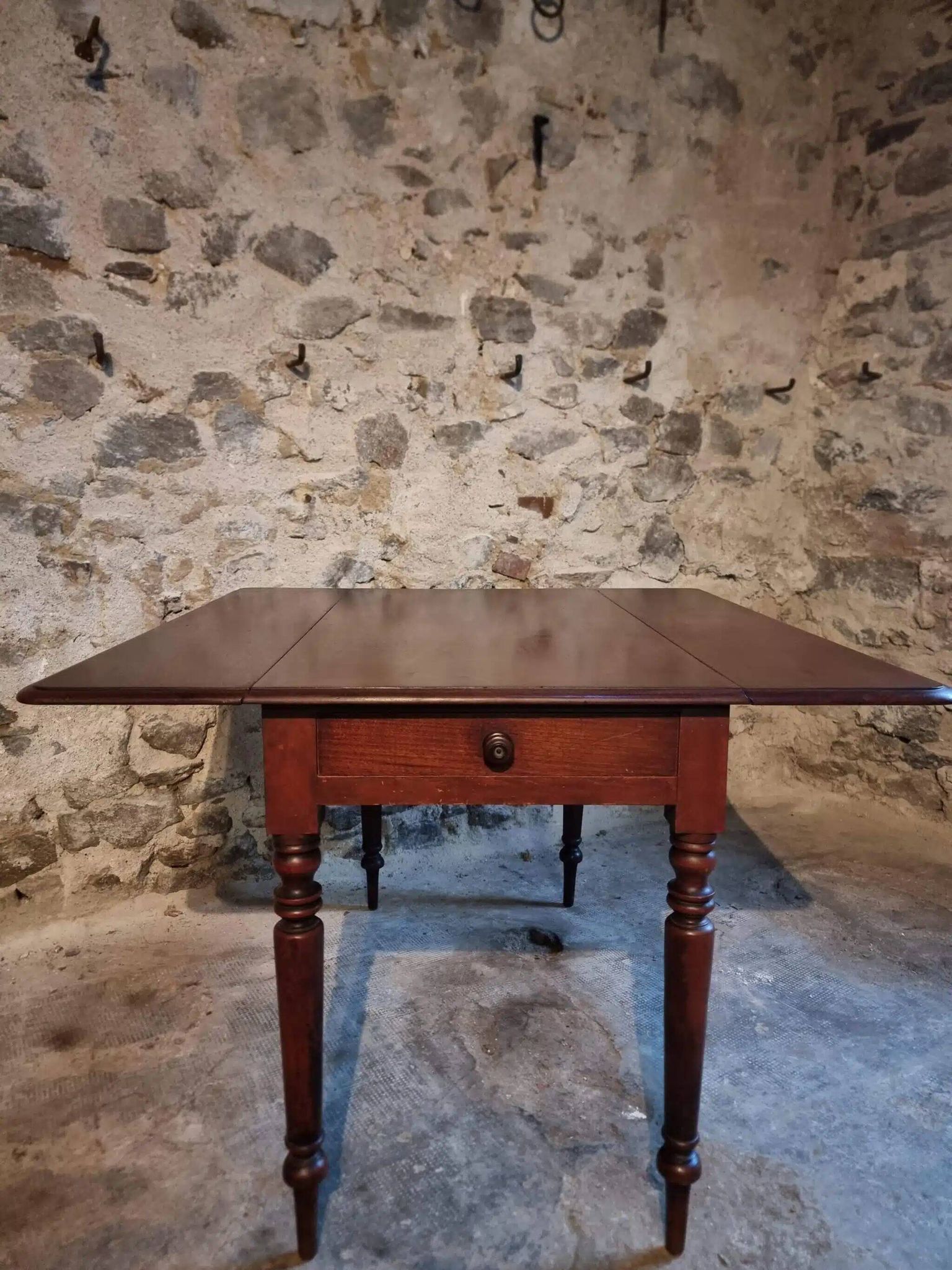Table à abattants anglaise ancienne en acajou, fin XIXe siècle