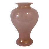 Italian Powder Pink and Gold Leaf Murano Glass Vase by Barovier & Toso