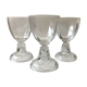 3 stunning art deco crystal wine glasses with twisted foot wide base