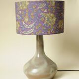 Vintage Ceramic Lamp - Indian Purple Flower Shade - 70s Style