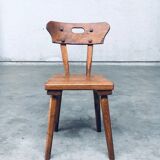 French Folk Art Rustic Dining Chair Set in Oak, 1940s, Set of 6