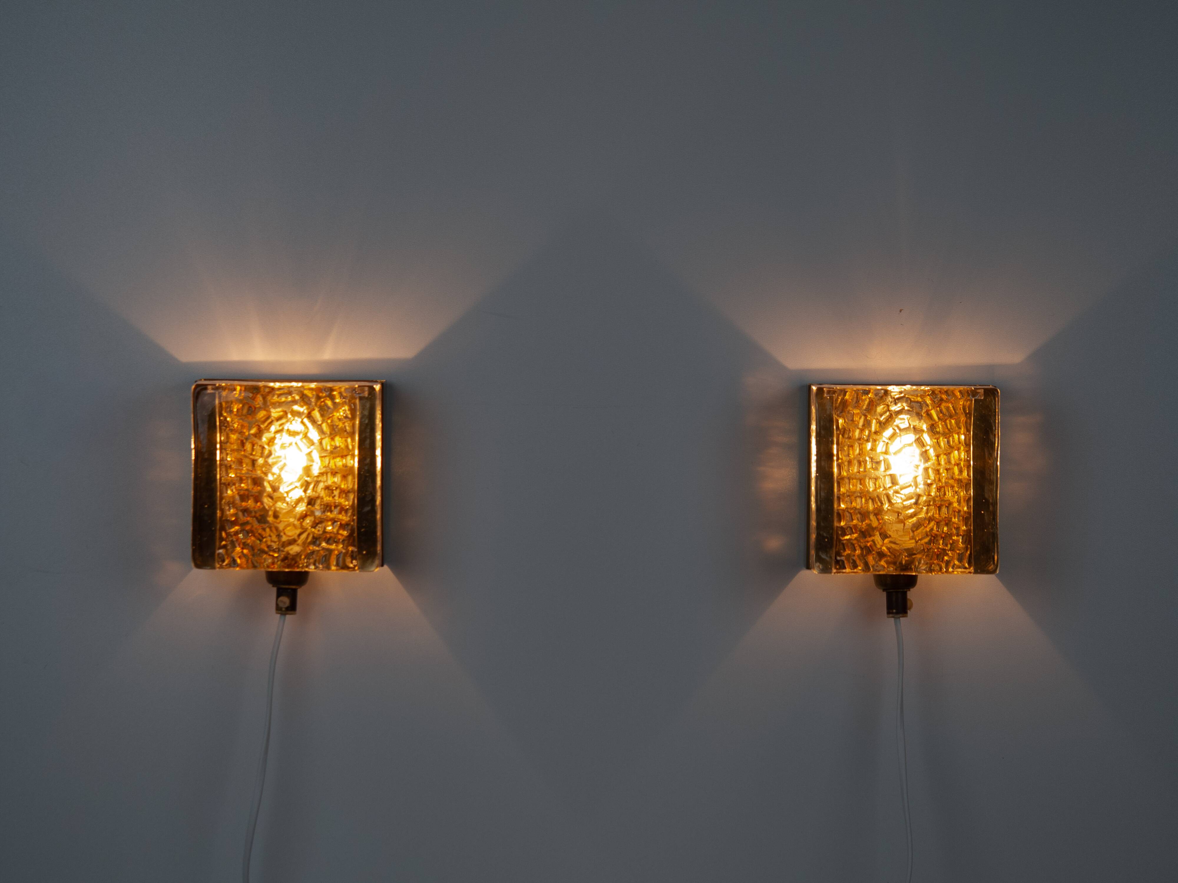 Pair of 2 Danish vintage Kalmar sconces by Vitrika, 1960s