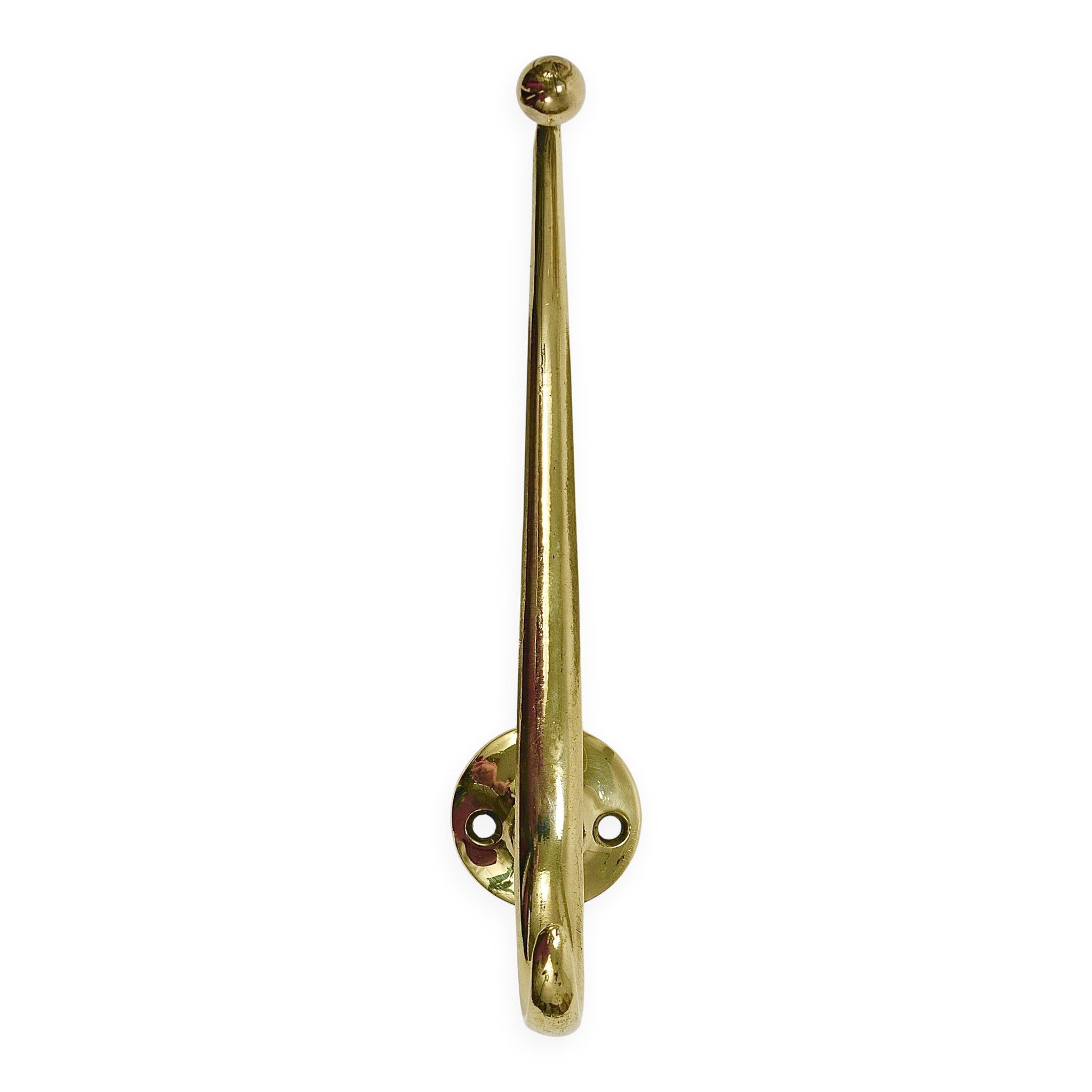 Two curved wall coat racks in brass by Franz Hagenauer, Vienna, mid-20th century, 1950s.