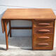 American wood desk, desk with drawers and folding extension, 50s