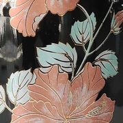 Asian baluster vase, with undulations. ceramic. floral motifs, exotic bird. exclusive décor. high 26 cm