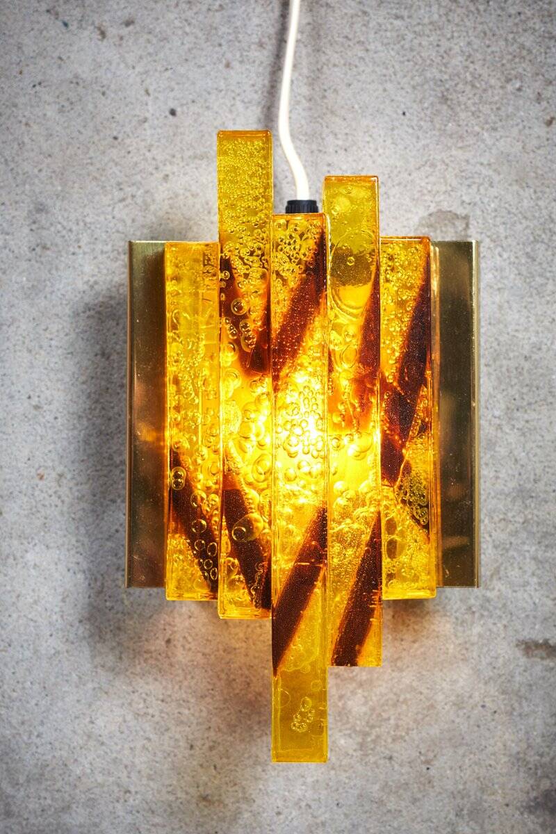 Mid-Century Crystal Glass Wall Lights, Denmark, Set of 2