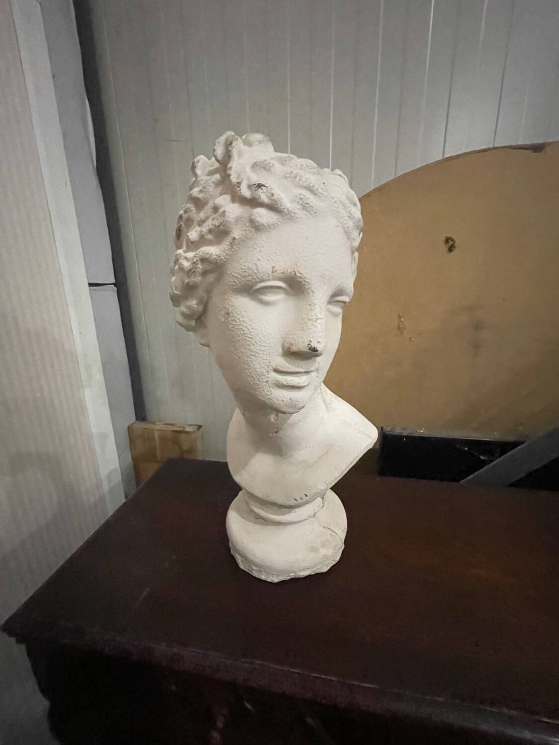 Half 20th-century plaster bust of an antique woman.