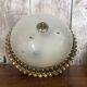 Old engraved glass ceiling light + vintage gold metal contour